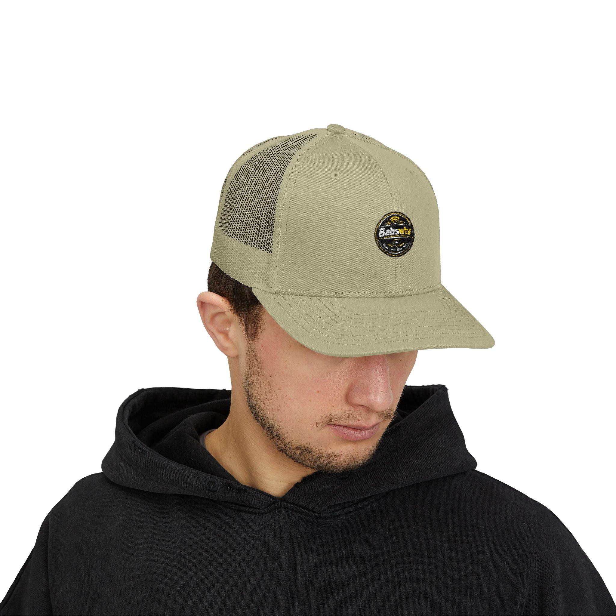 Trucker Cap — Retro Yellow Circle Badge Logo Snapback
