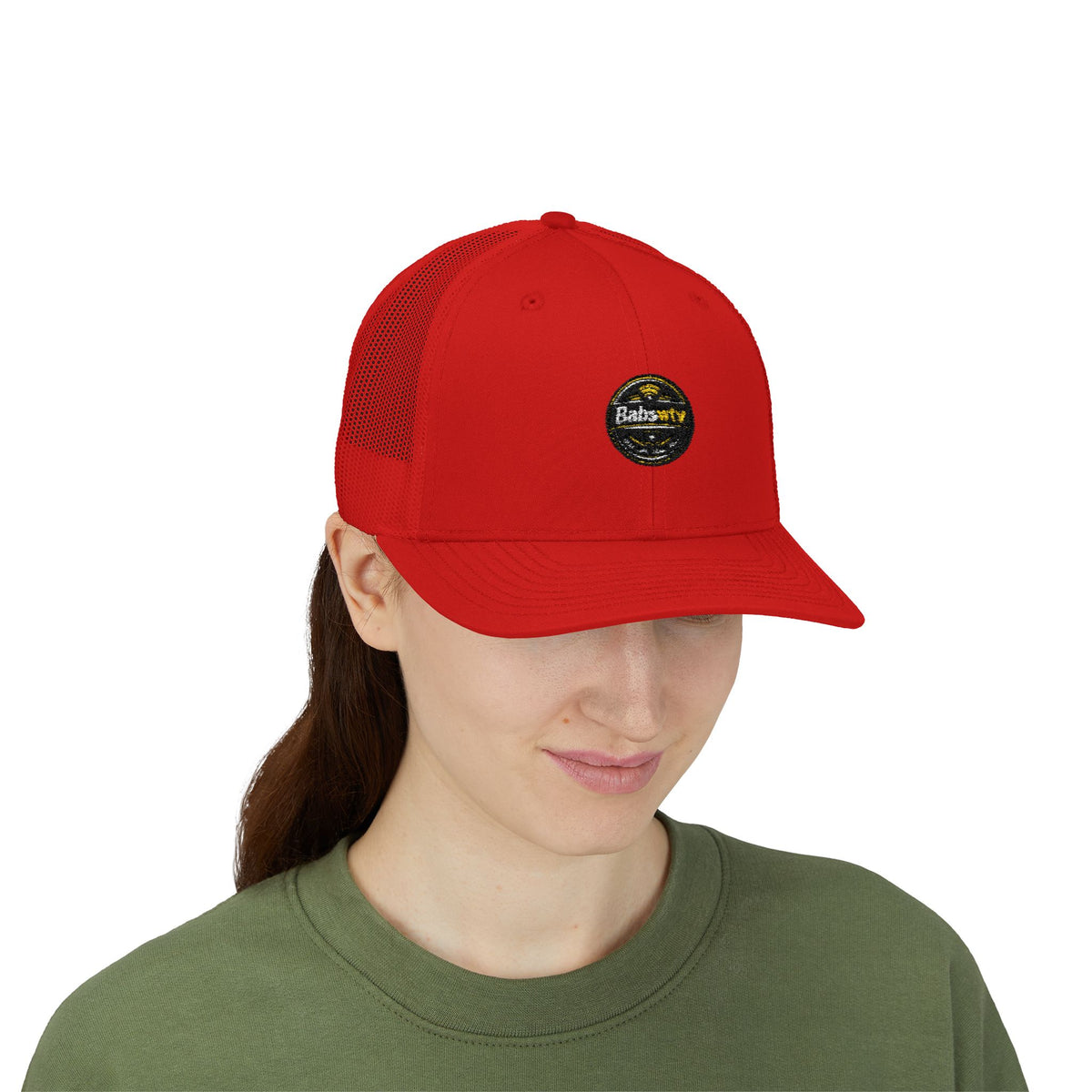 Trucker Cap — Retro Yellow Circle Badge Logo Snapback