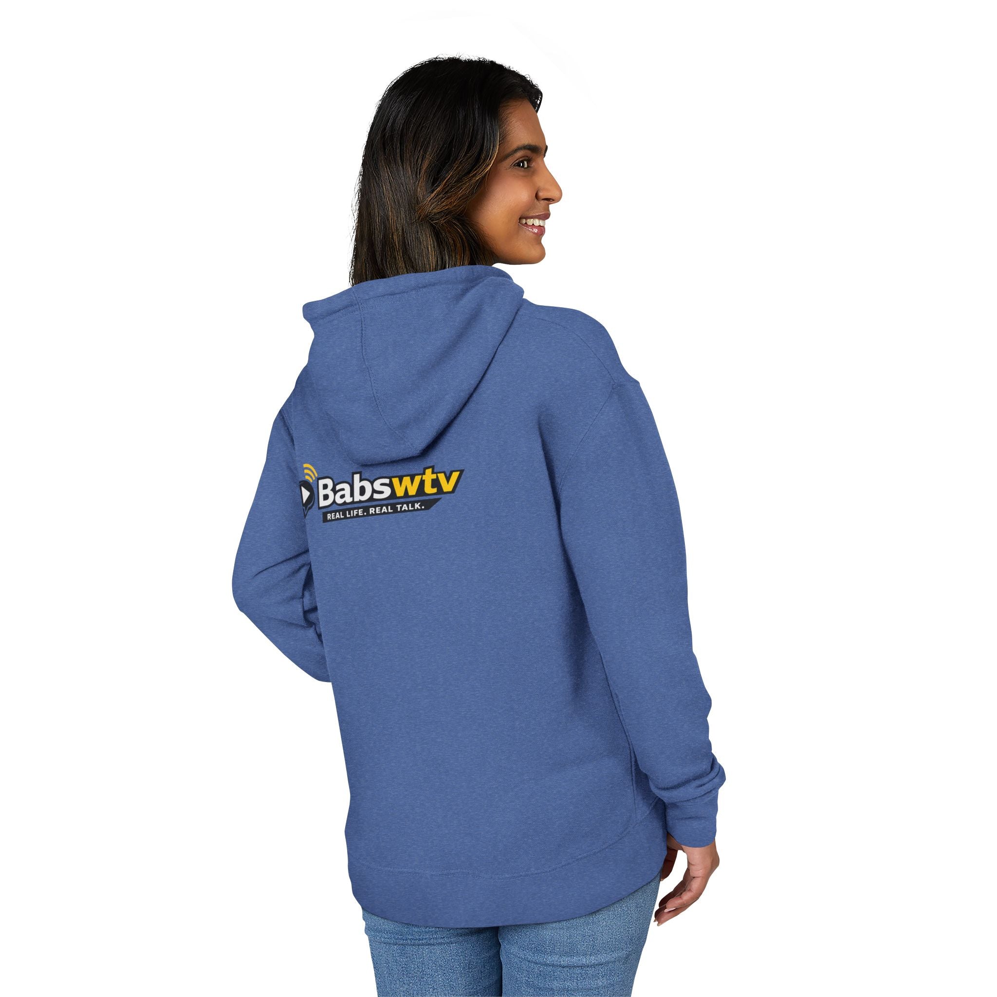 BABSWTV French Terry Hoodie fabric and logo view