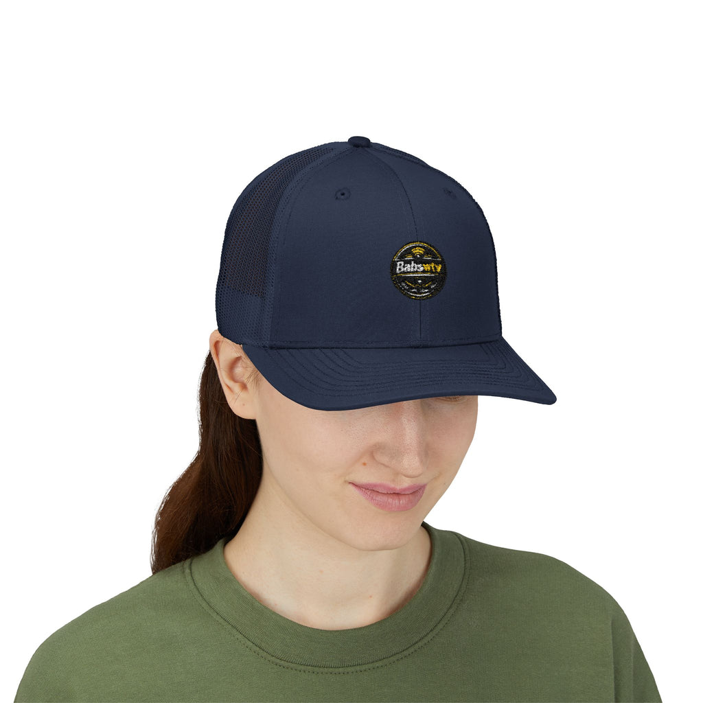 Trucker Cap — Retro Yellow Circle Badge Logo Snapback