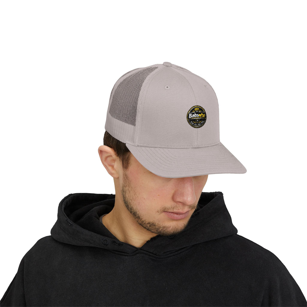 Trucker Cap — Retro Yellow Circle Badge Logo Snapback
