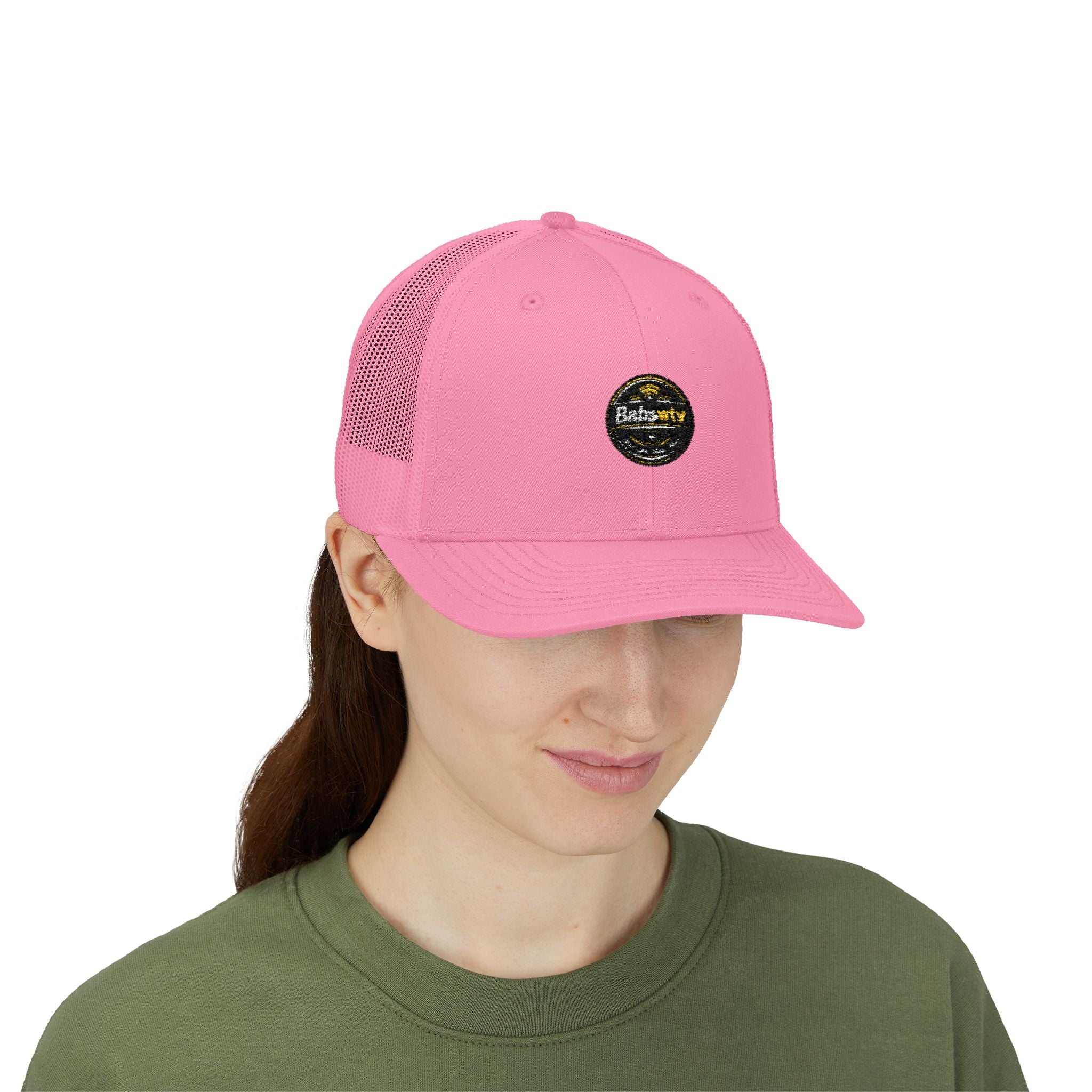 Trucker Cap — Retro Yellow Circle Badge Logo Snapback
