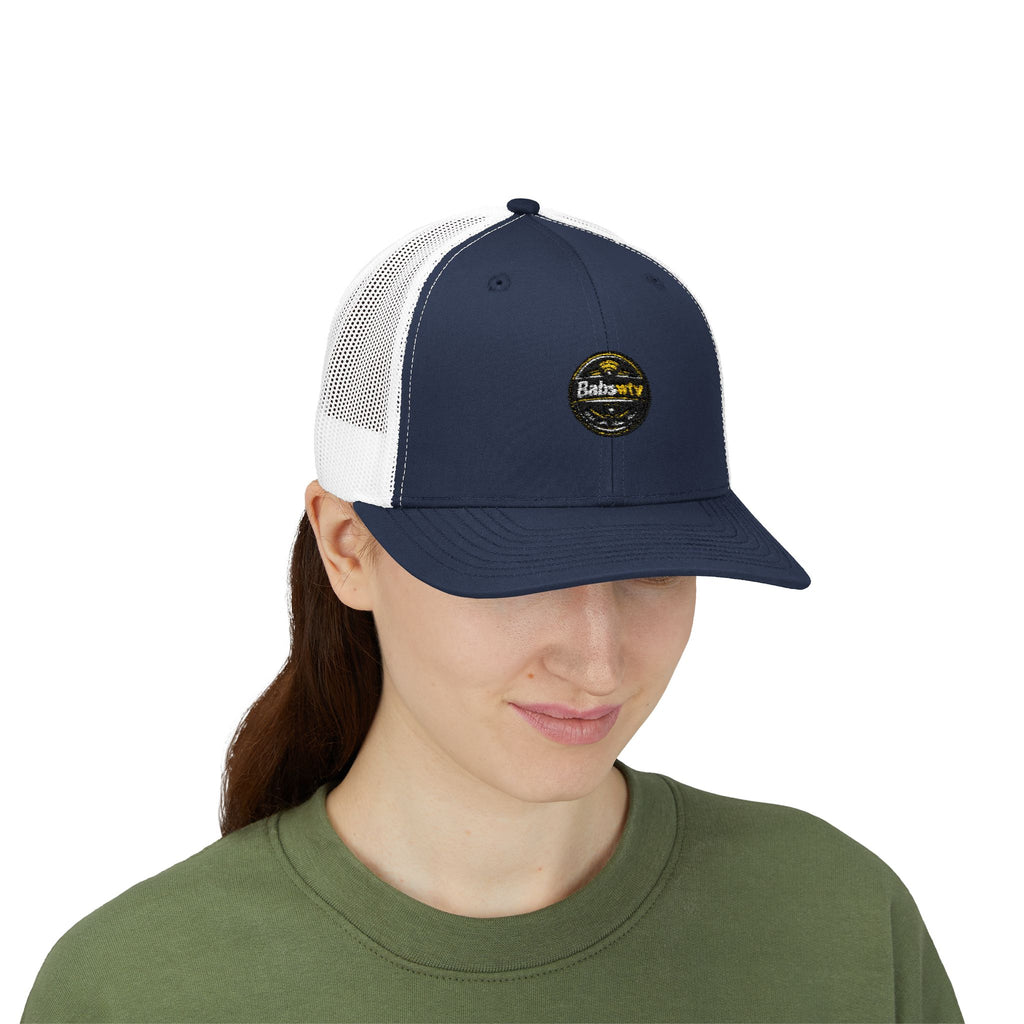 Trucker Cap — Retro Yellow Circle Badge Logo Snapback