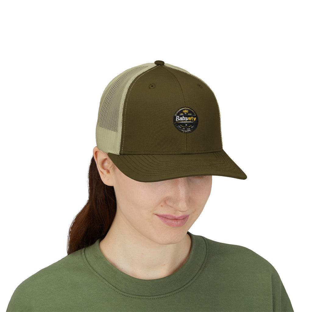 Trucker Cap — Retro Yellow Circle Badge Logo Snapback