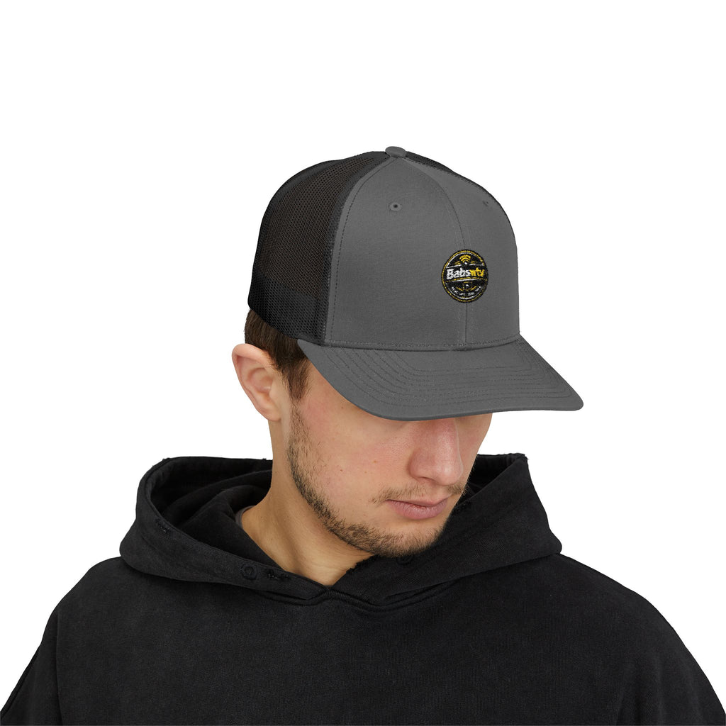 Trucker Cap — Retro Yellow Circle Badge Logo Snapback