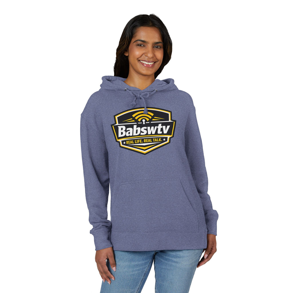 BABSWTV Real Life. Real Talk. hoodie front detail
