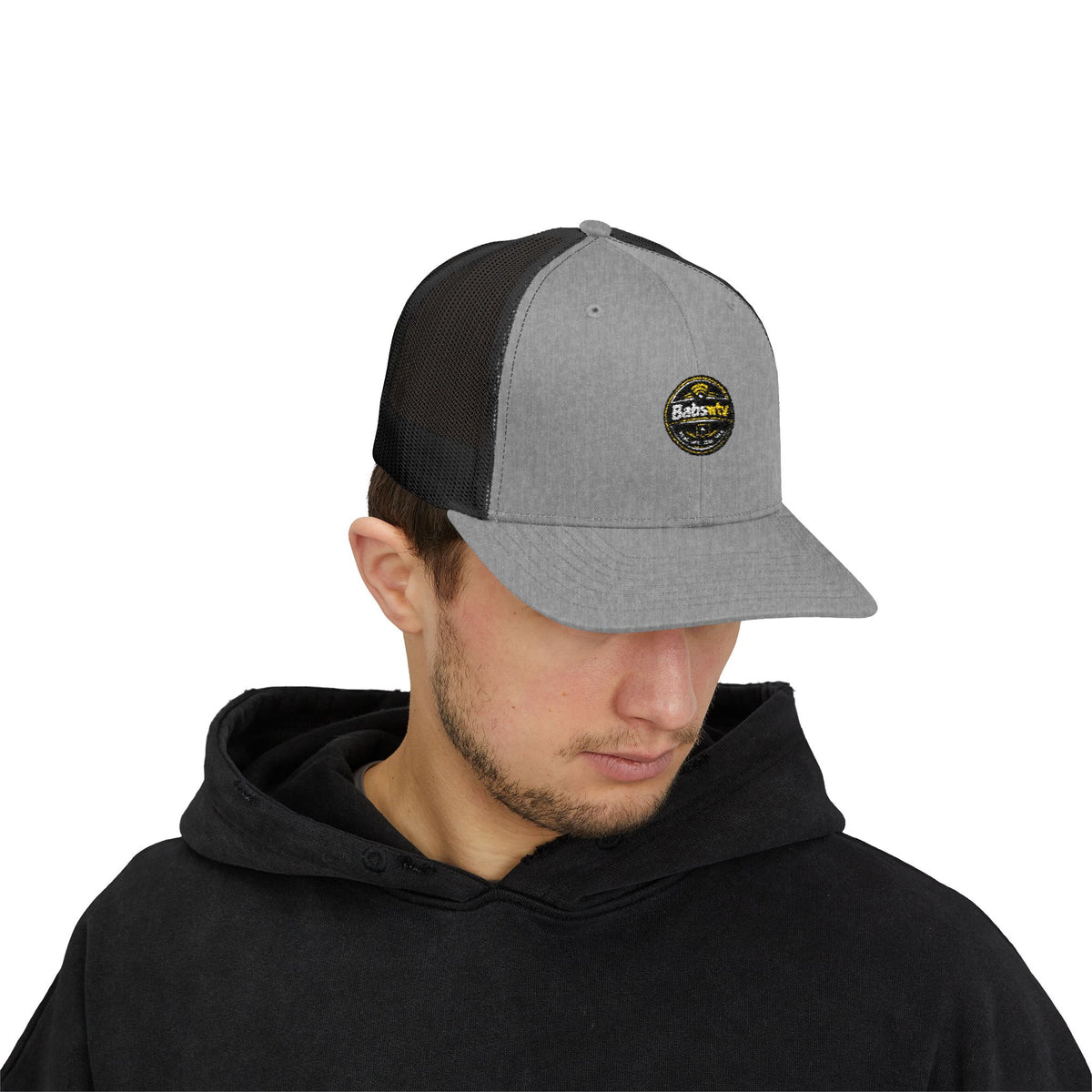 Trucker Cap — Retro Yellow Circle Badge Logo Snapback