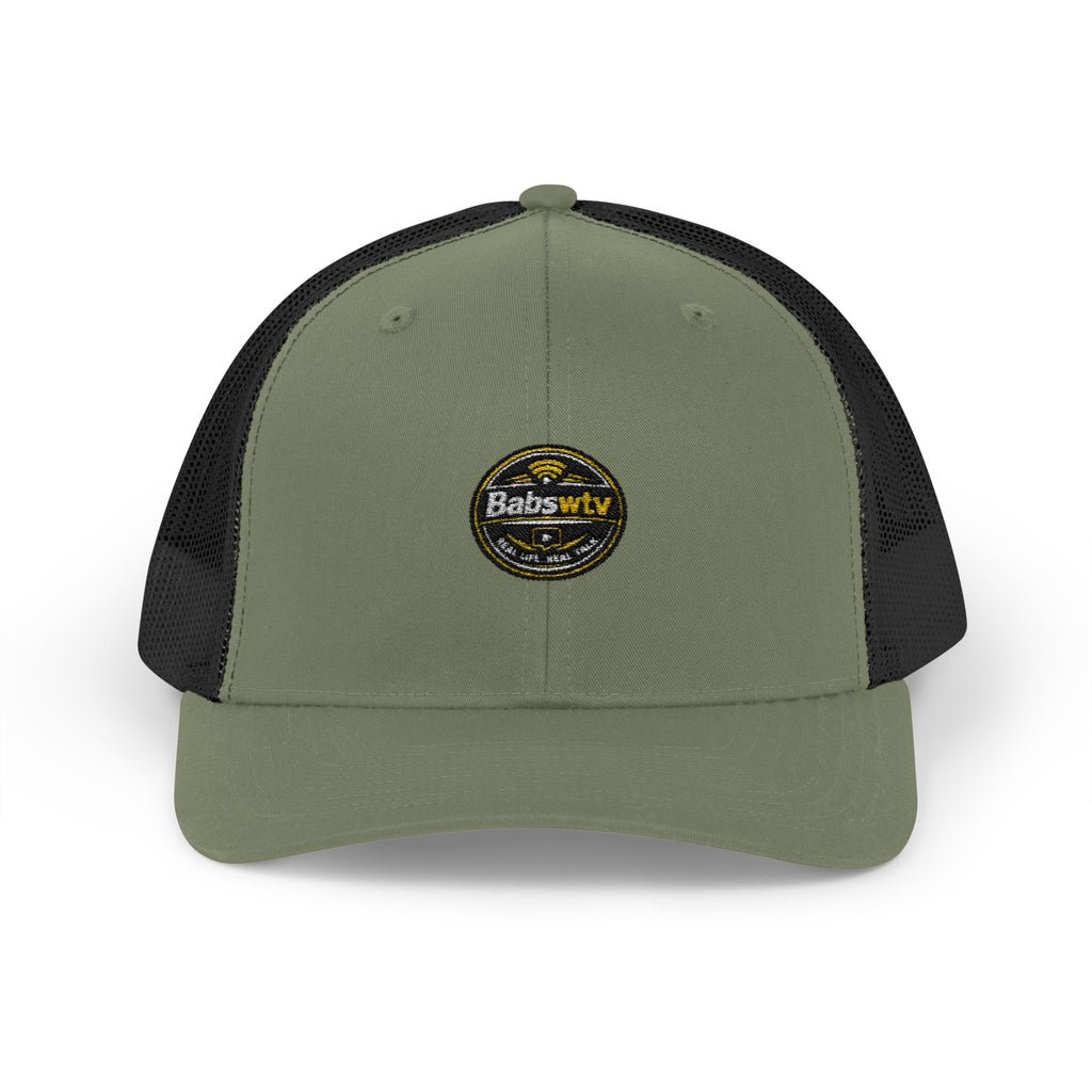 Trucker Cap — Retro Yellow Circle Badge Logo Snapback