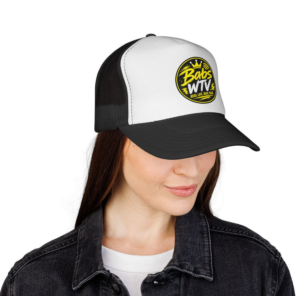 Babs WTV Trucker Cap – Retro Yellow Logo Mesh Baseball Hat
