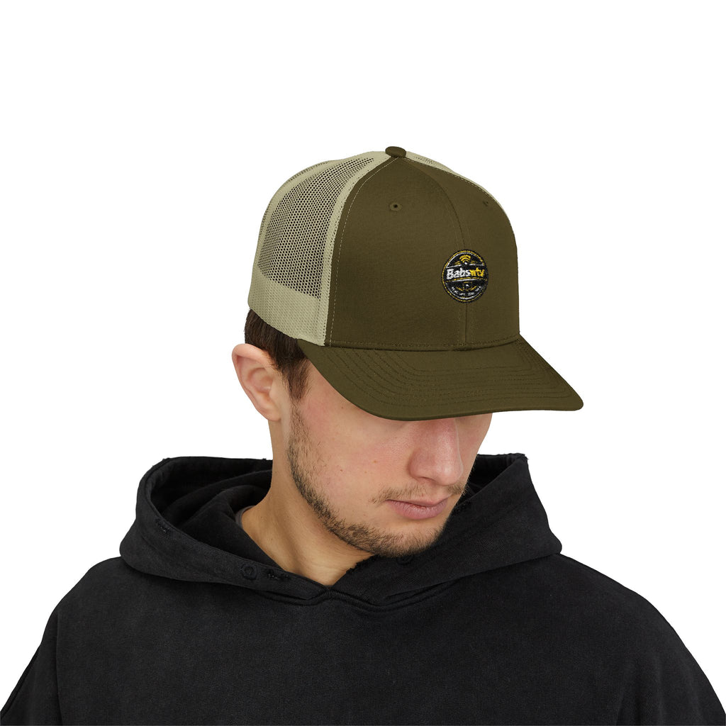 Trucker Cap — Retro Yellow Circle Badge Logo Snapback