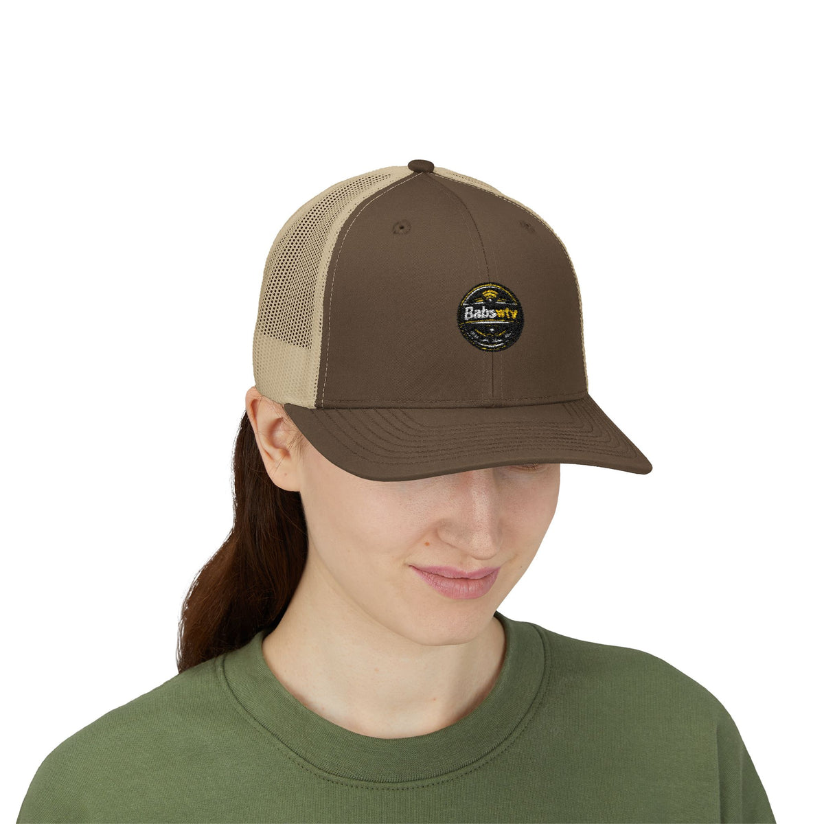 Trucker Cap — Retro Yellow Circle Badge Logo Snapback