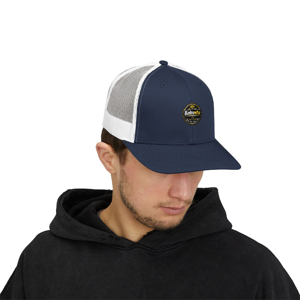 Trucker Cap — Retro Yellow Circle Badge Logo Snapback