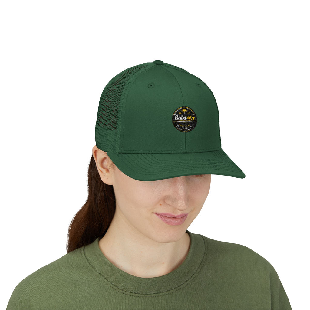 Trucker Cap — Retro Yellow Circle Badge Logo Snapback
