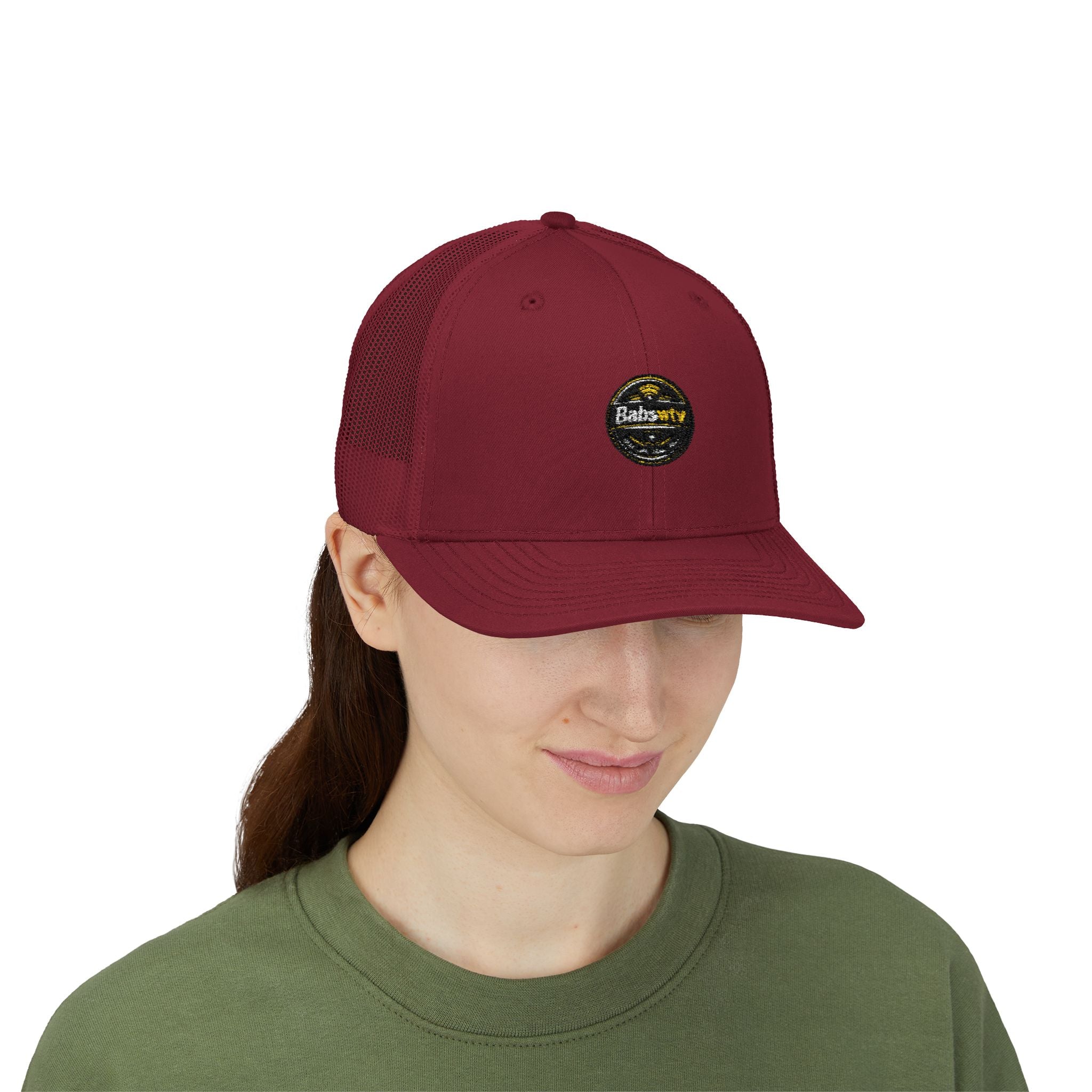Trucker Cap — Retro Yellow Circle Badge Logo Snapback