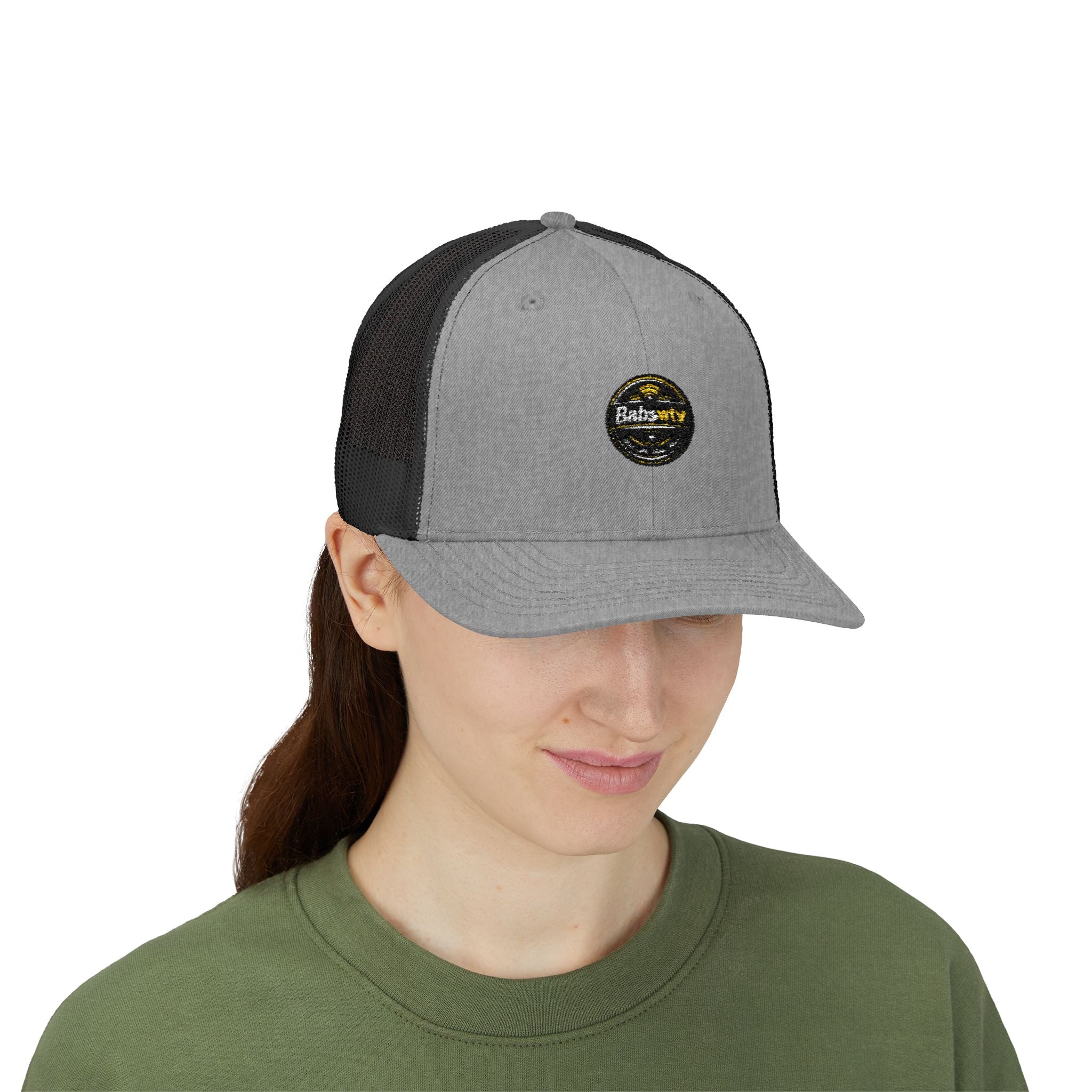 Trucker Cap — Retro Yellow Circle Badge Logo Snapback