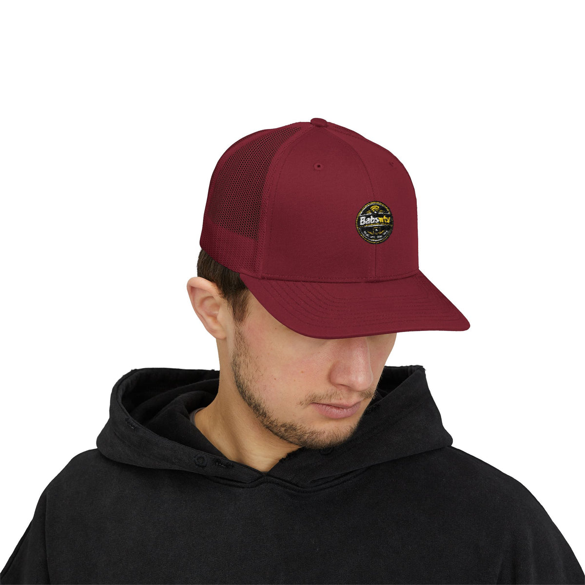 Trucker Cap — Retro Yellow Circle Badge Logo Snapback