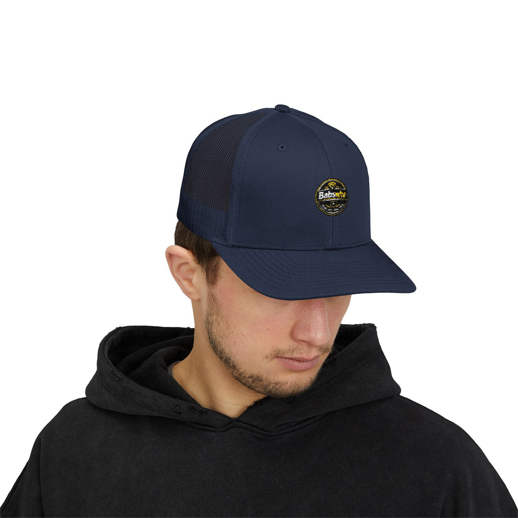 Trucker Cap — Retro Yellow Circle Badge Logo Snapback