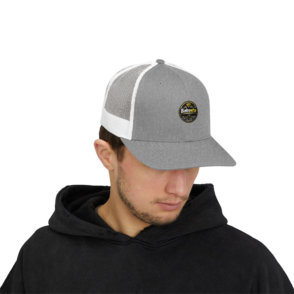 Trucker Cap — Retro Yellow Circle Badge Logo Snapback