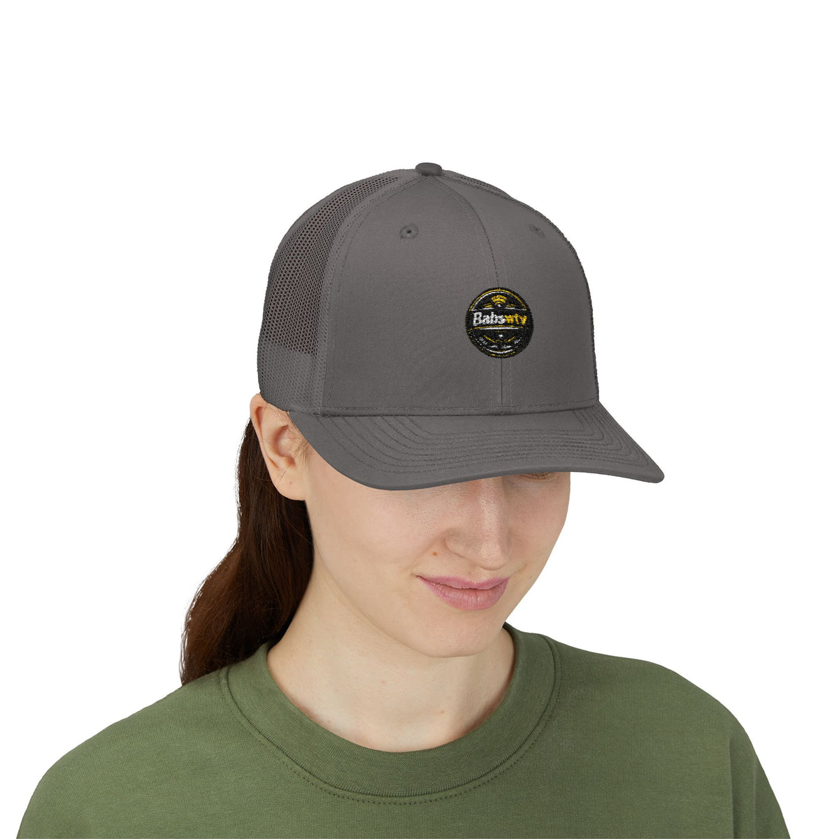 Trucker Cap — Retro Yellow Circle Badge Logo Snapback