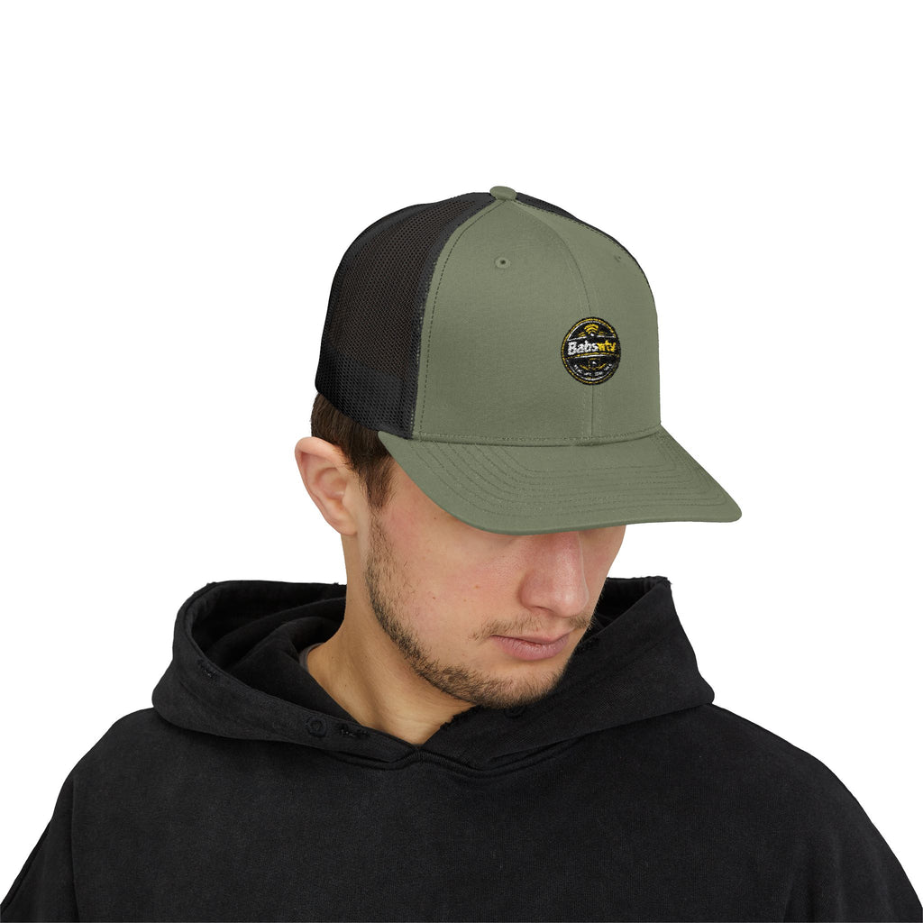 Trucker Cap — Retro Yellow Circle Badge Logo Snapback