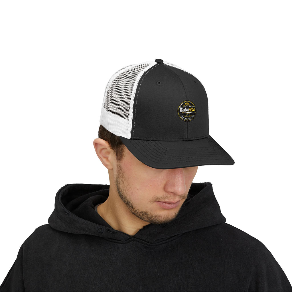 Trucker Cap — Retro Yellow Circle Badge Logo Snapback