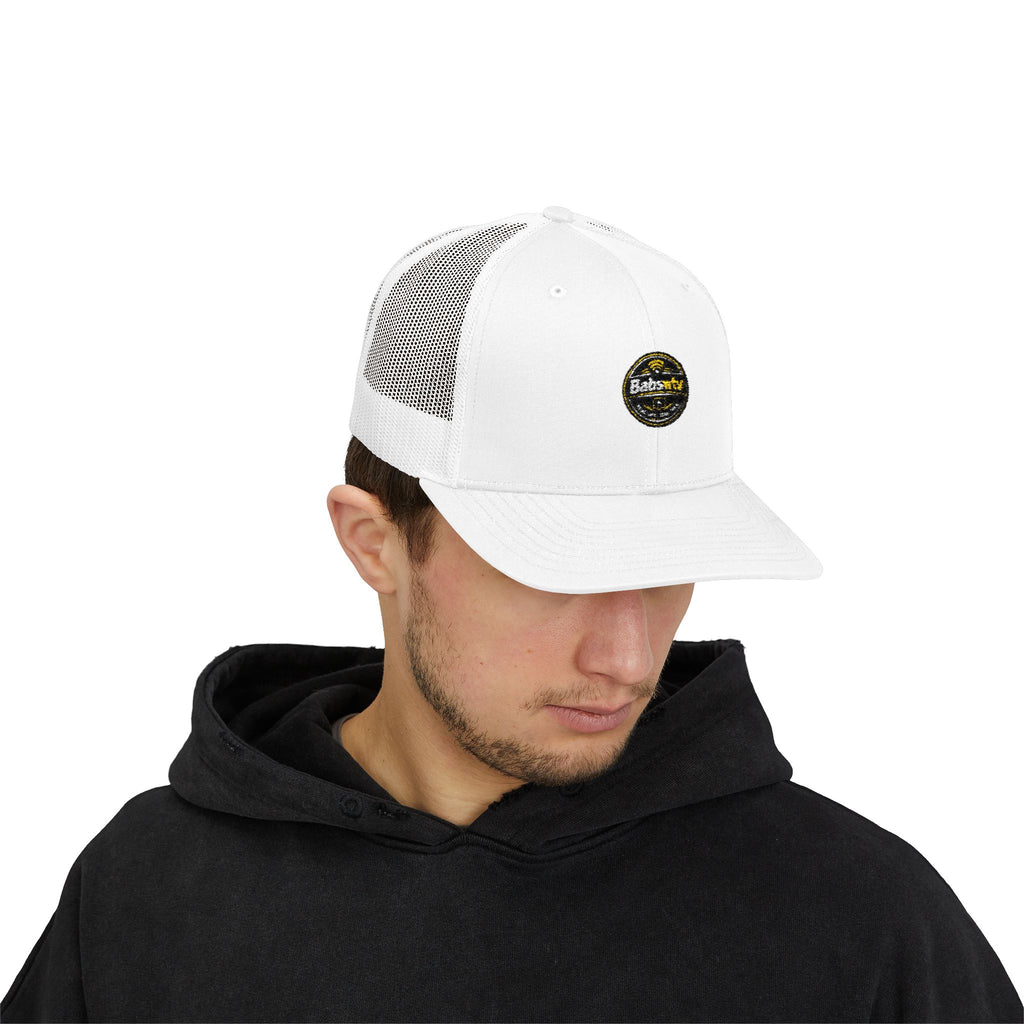 Trucker Cap — Retro Yellow Circle Badge Logo Snapback