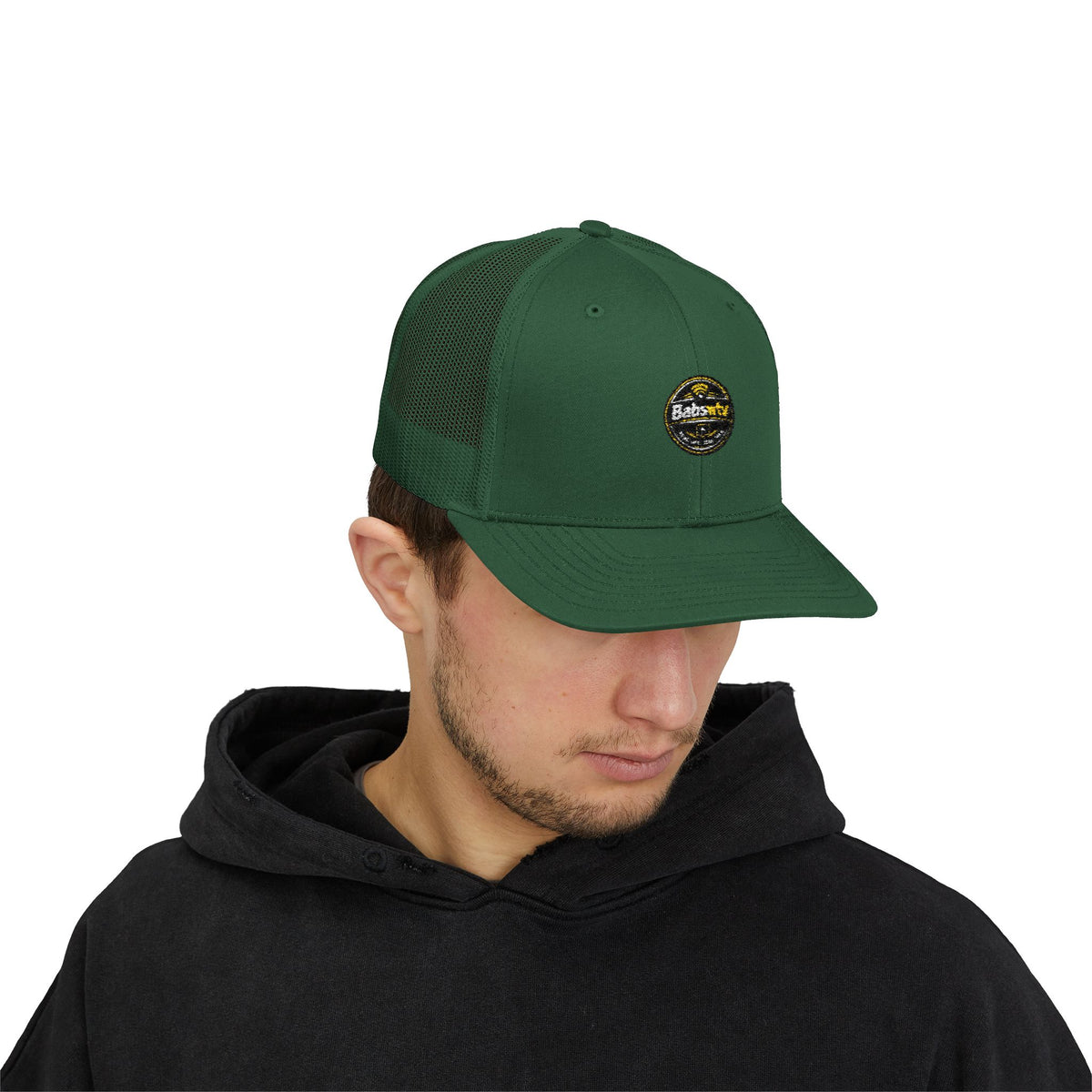 Trucker Cap — Retro Yellow Circle Badge Logo Snapback