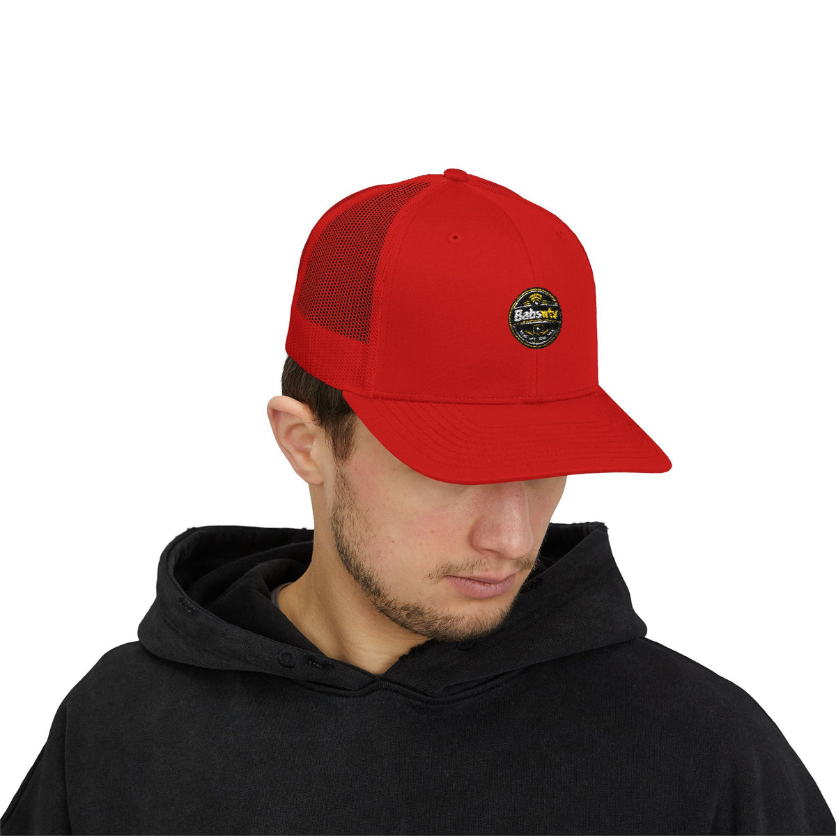 Trucker Cap — Retro Yellow Circle Badge Logo Snapback
