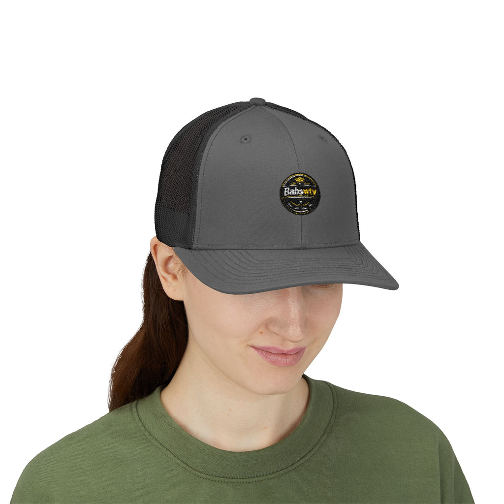 Trucker Cap — Retro Yellow Circle Badge Logo Snapback