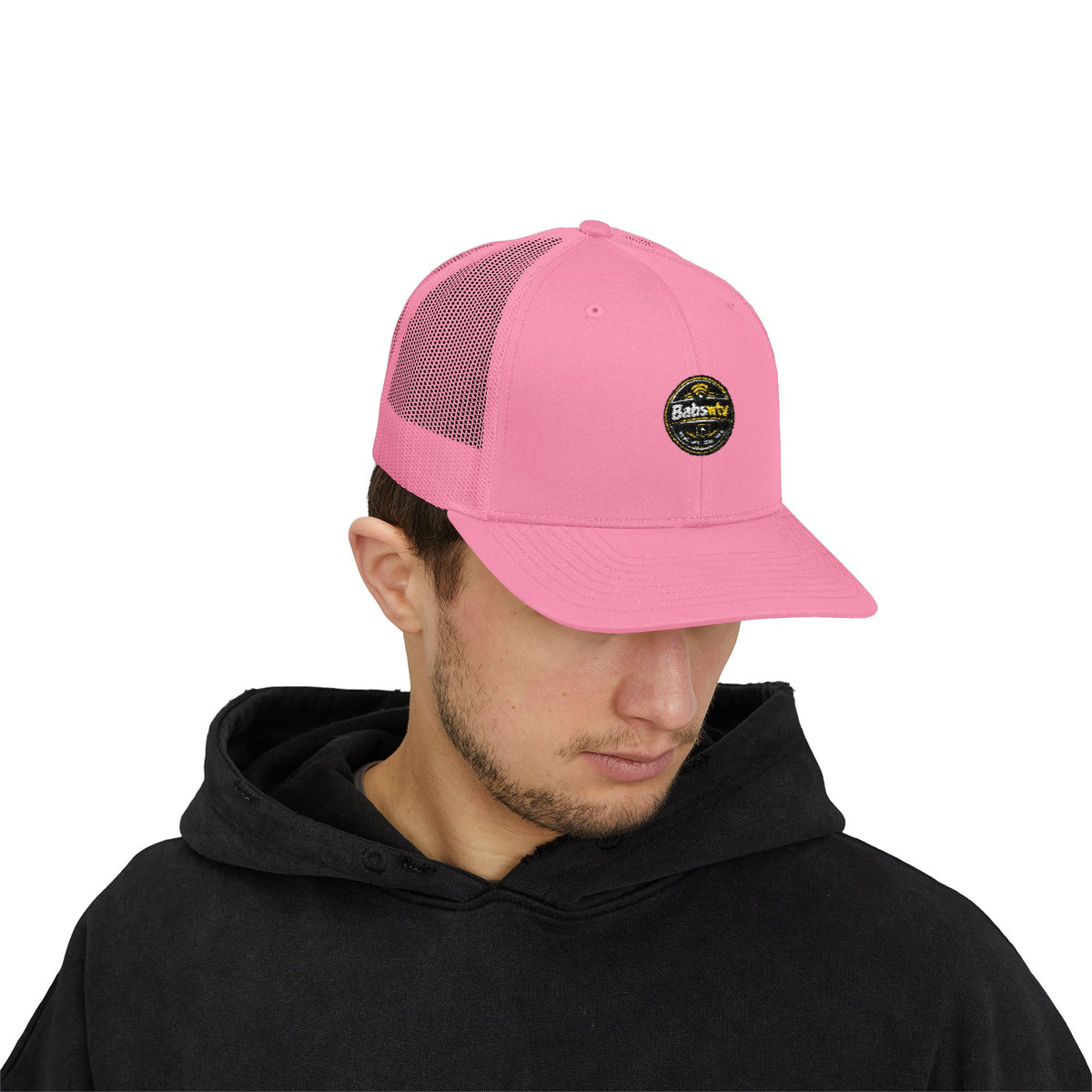 Trucker Cap — Retro Yellow Circle Badge Logo Snapback