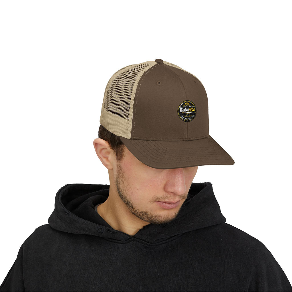 Trucker Cap — Retro Yellow Circle Badge Logo Snapback