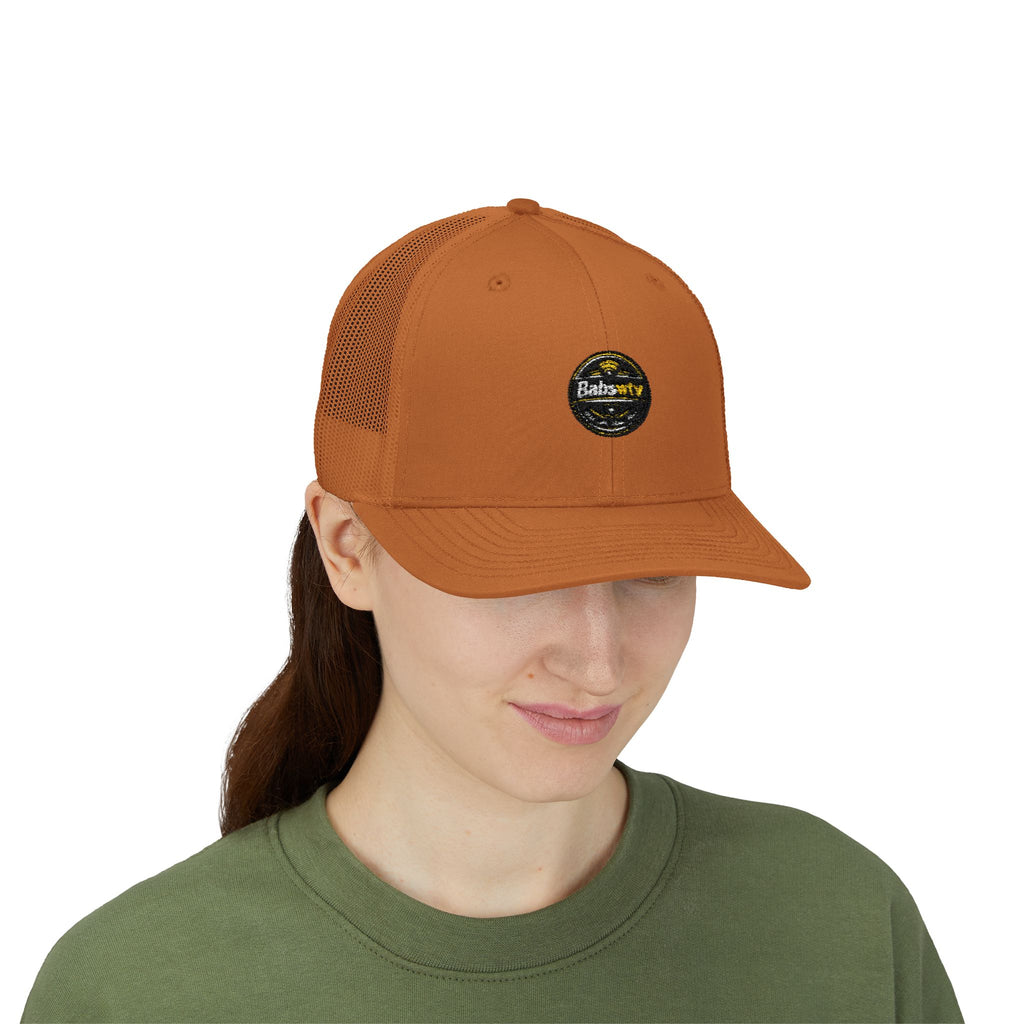 Trucker Cap — Retro Yellow Circle Badge Logo Snapback