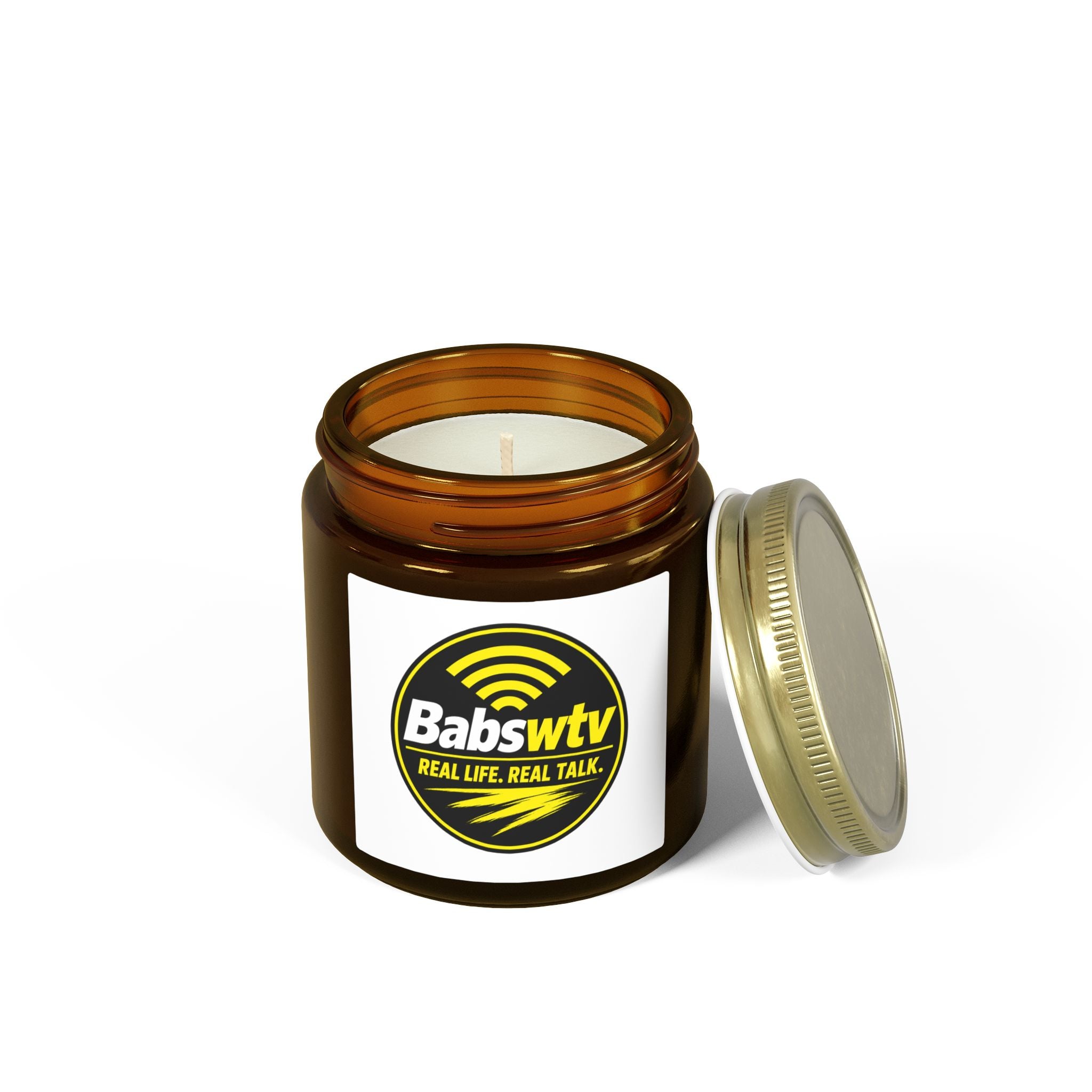 Coconut Apricot Scented Candle (4oz/9oz) — BabsWTV 'Real Life, Real Talk' Jar Candle