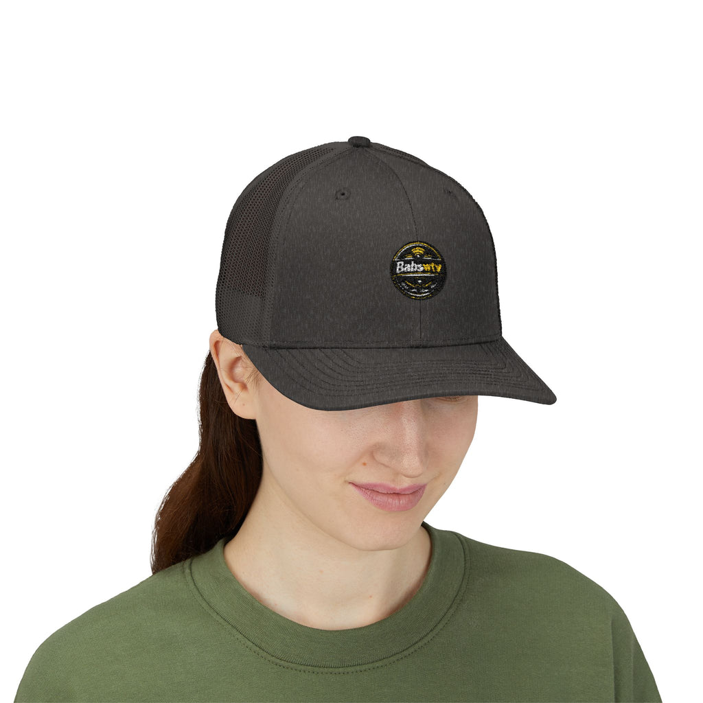 Trucker Cap — Retro Yellow Circle Badge Logo Snapback